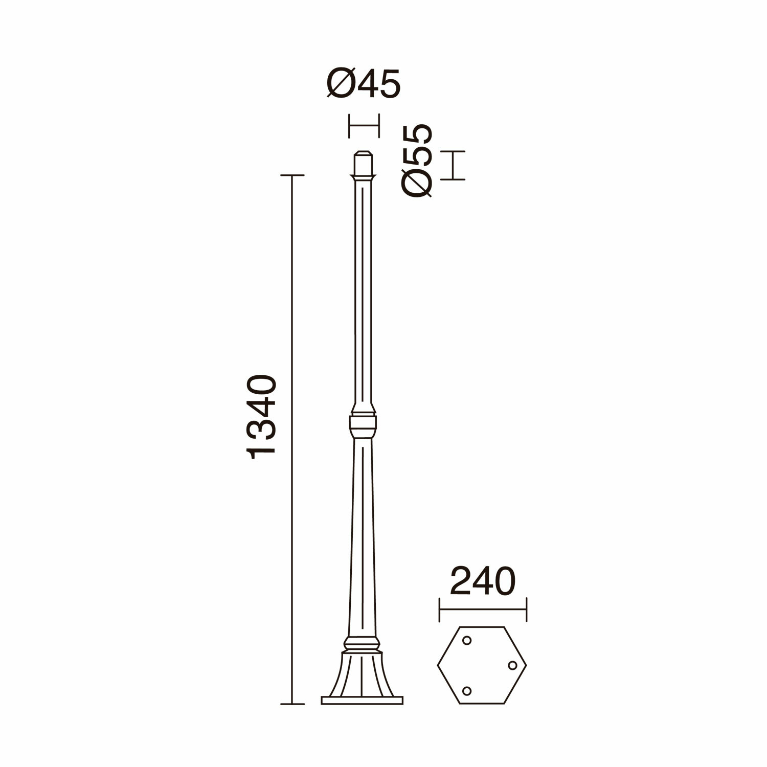 Poste clásico TopØ45 Postes H1340 Ø45