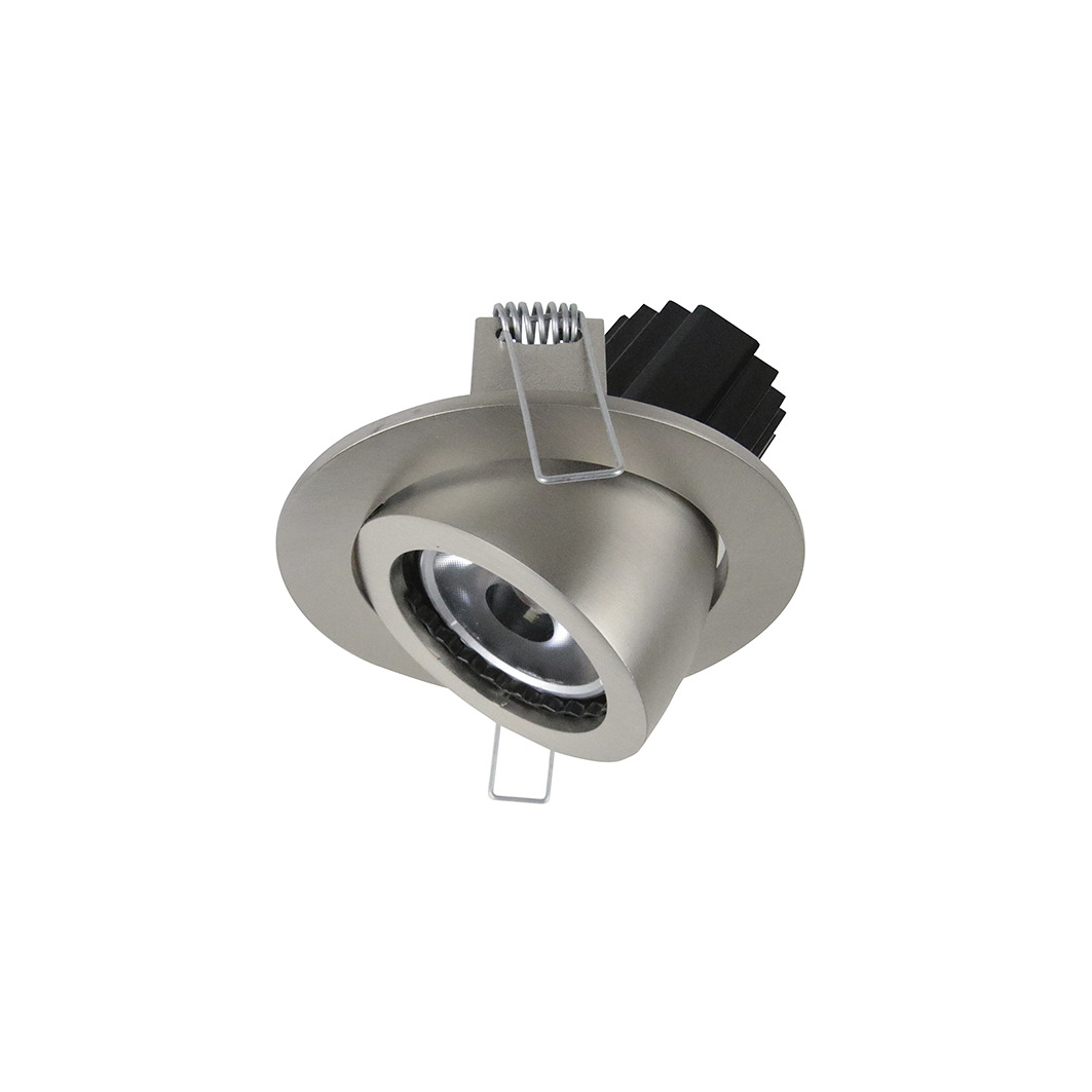 Empotrable techo tilt MINI LUNA Adjustable Round 1-10V,Push LED COB 10.60W 1456lm(988lm) CRI90 4000K 50º Níquel mate