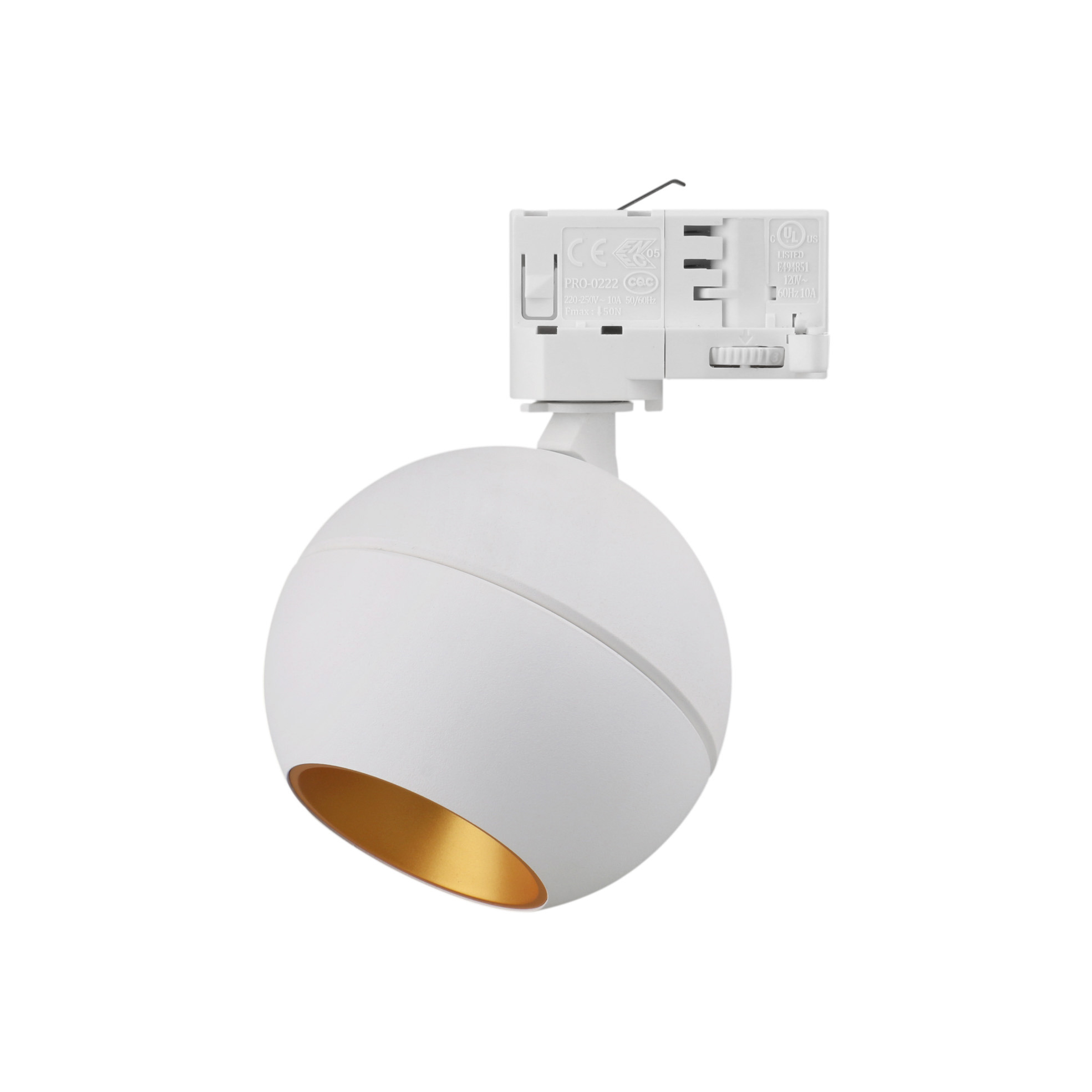 Proyector carril tilt UKU2 Corte de fase L,C LED COB 7W 881lm(751lm)/913lm(746lm)/954lm(795lm) CRI90 2700K/3000K/4000K 48º Blanco Oro