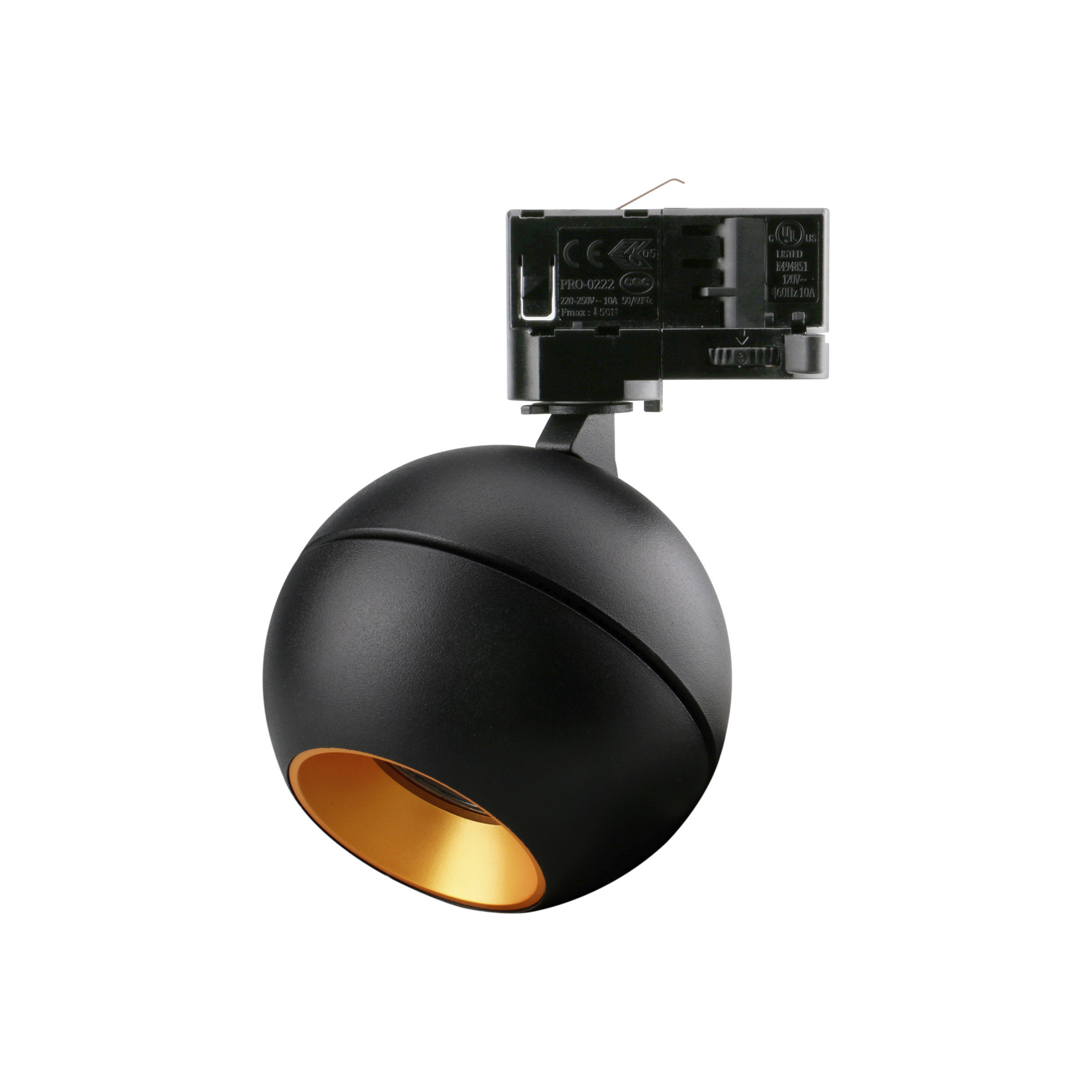 Proyector carril tilt UKU2 Corte de fase L,C LED COB 7W 881lm(751lm)/913lm(746lm)/954lm(795lm) CRI90 2700K/3000K/4000K 48º Negro Oro