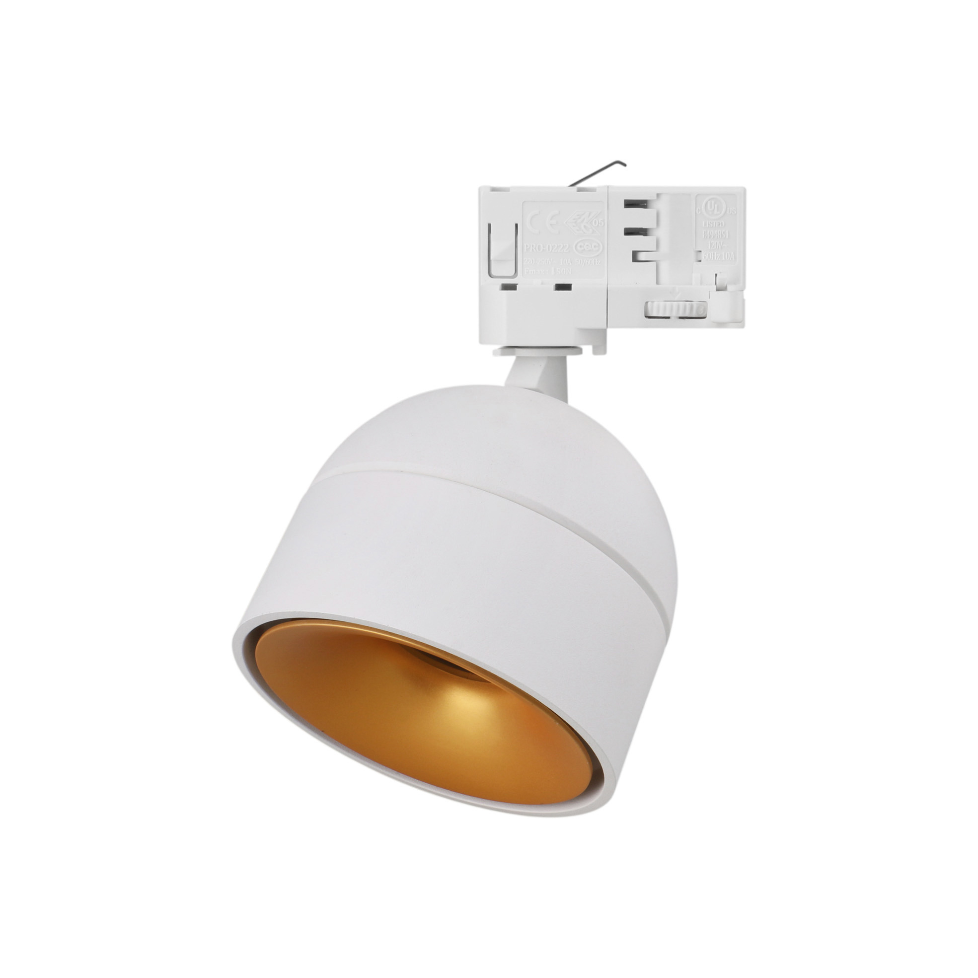 Proyector carril tilt UKU2 Corte de fase L,C LED COB 7W 881lm(695lm)/913lm(673lm)/954lm(712lm) CRI90 2700K/3000K/4000K 20º Blanco Oro