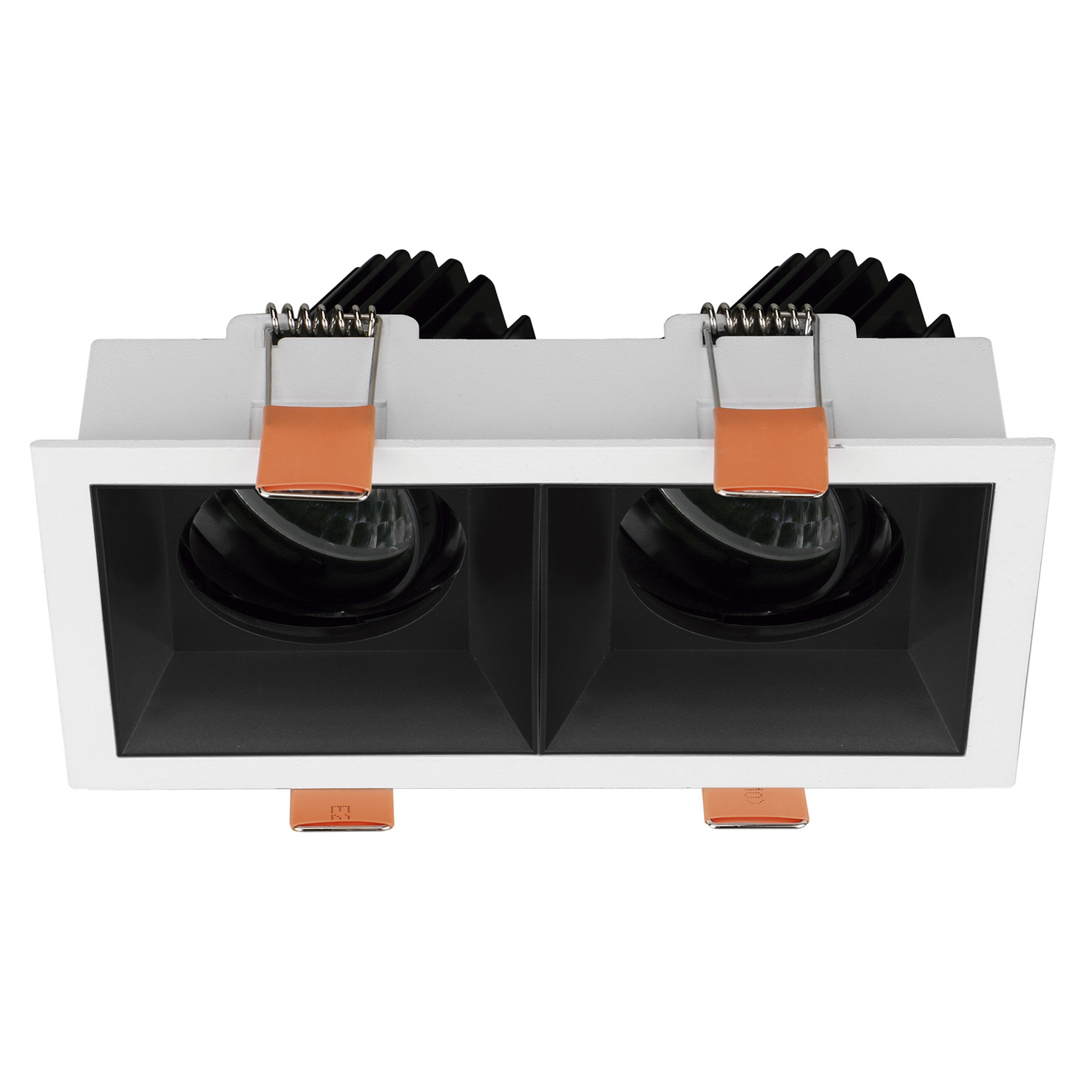Empotrable techo tilt VIP2 2X Square Round LED COB 2x4.70W 650lm(1004lm) CRI90 2700K 38º Blanco Negro