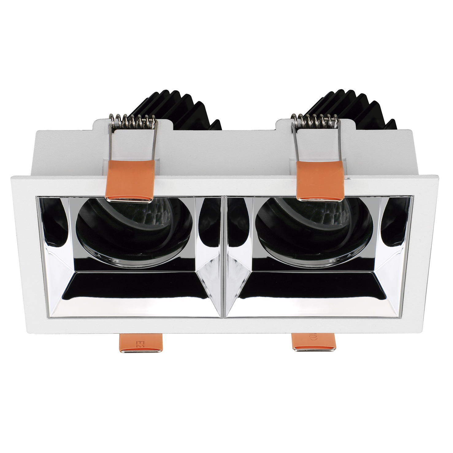 Empotrable techo tilt VIP2 2X Square Round Corte de fase L,C LED COB 2x4.70W 680lm(992lm) CRI90 3000K 18º Blanco Cromo