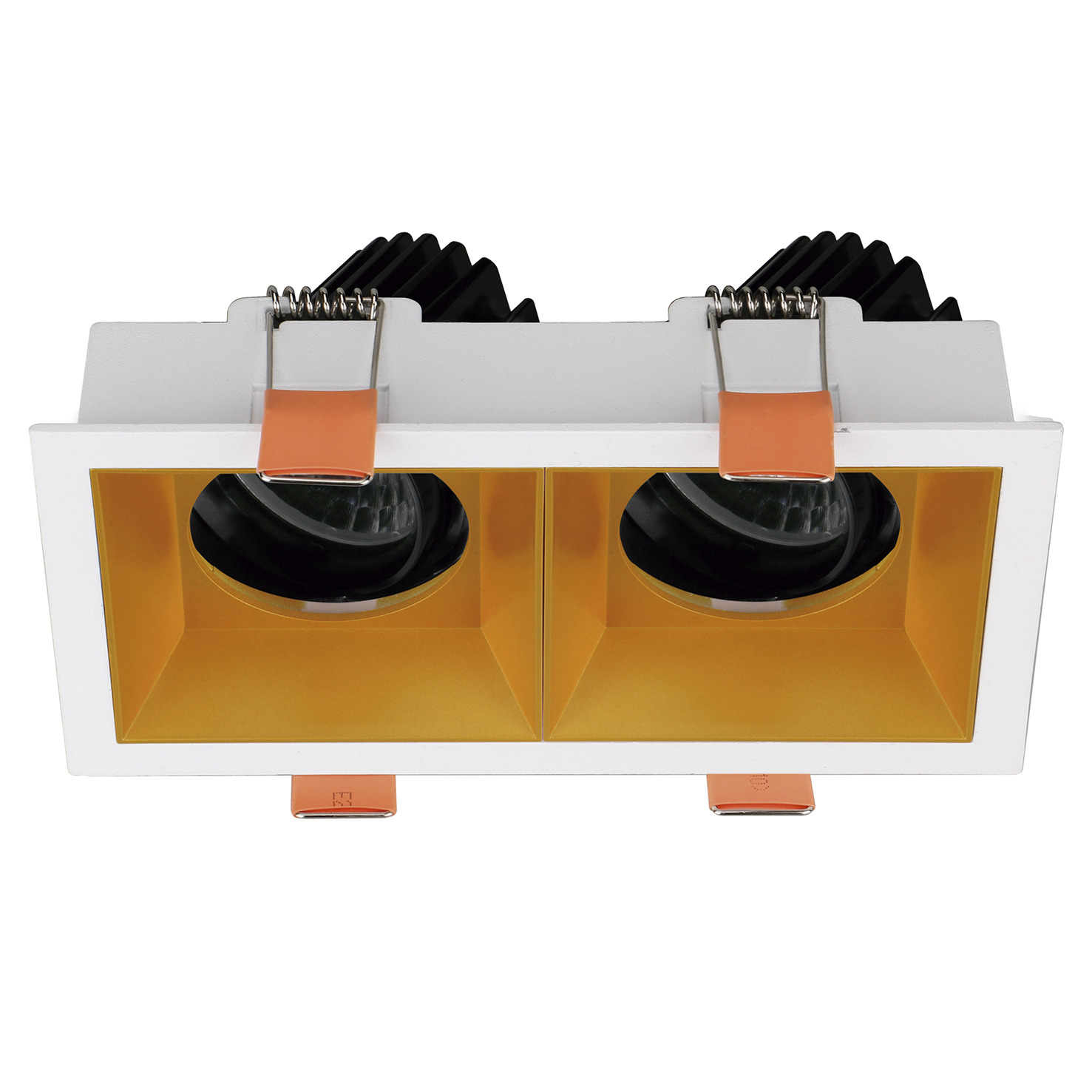 Empotrable techo tilt VIP2 2X Square Round LED COB 2x15.60W 2028lm(2756lm) CRI90 3000K 50º Blanco Oro