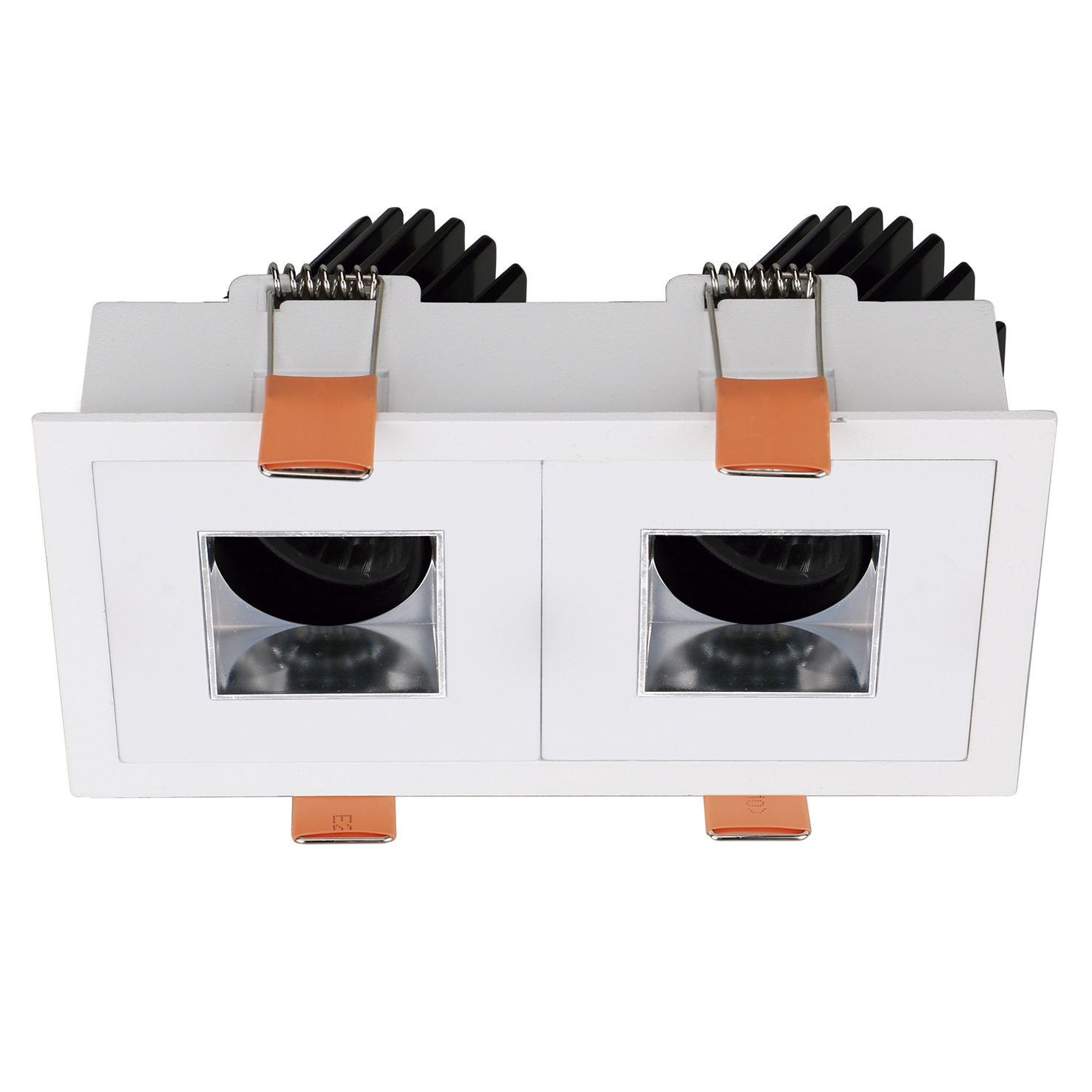 Empotrable techo tilt VIP3 2X Square Square DALI LED COB 2x10.60W 1317lm(1844lm) CRI90 2700K 28º Blanco Cromo
