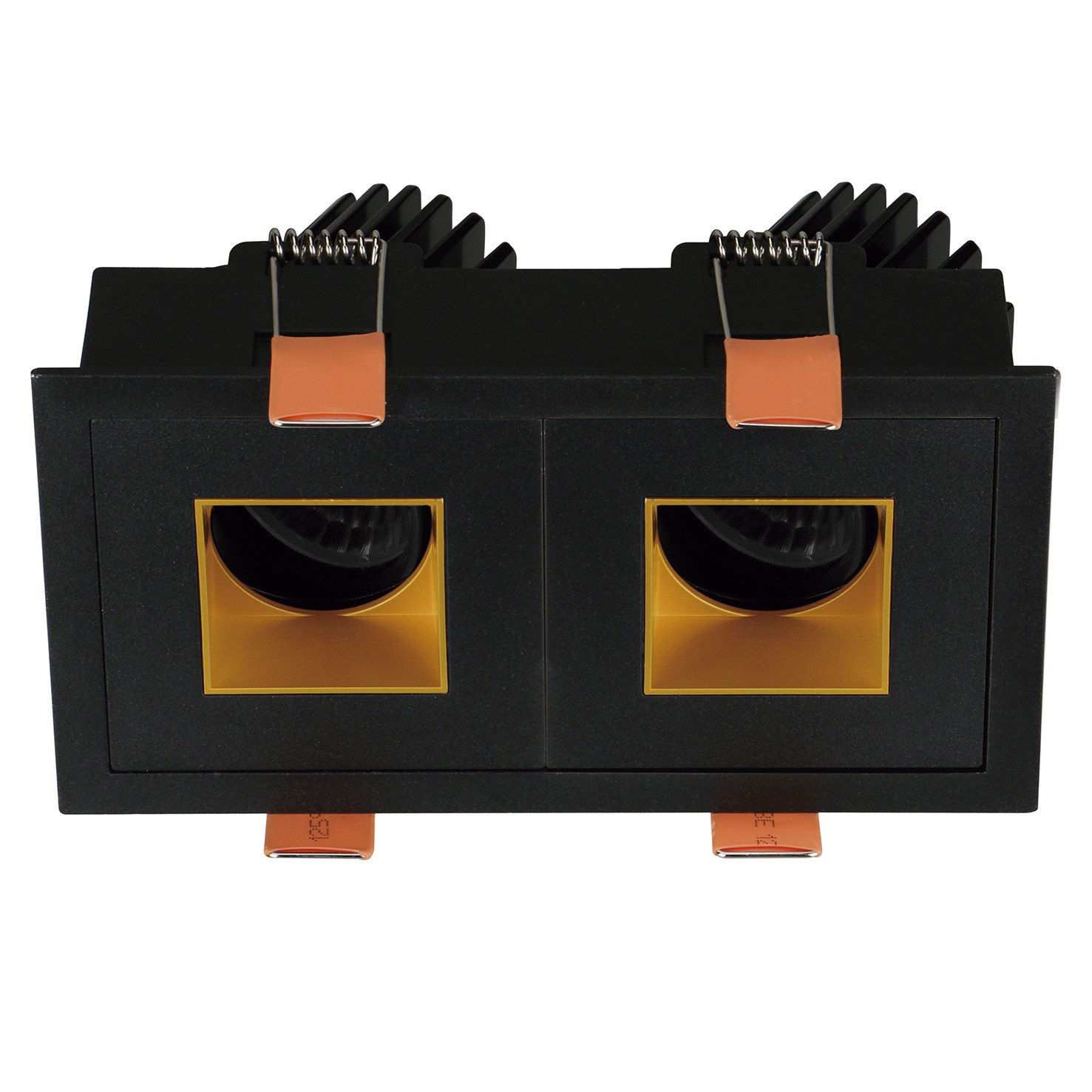 Empotrable techo tilt VIP3 2X Square Square Corte de fase L,C LED COB 2x10.60W 1317lm(1786lm) CRI90 2700K 50º Negro Oro